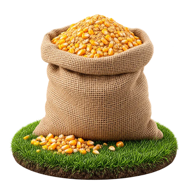 Sack of golden poultry feed